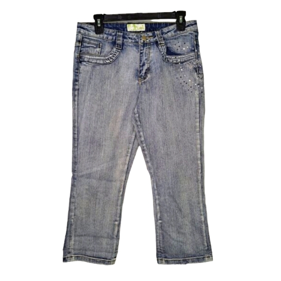 Crest Capris Rhinestone Sparkle Embellished Denim size 9/10 - Picture 2 of 8